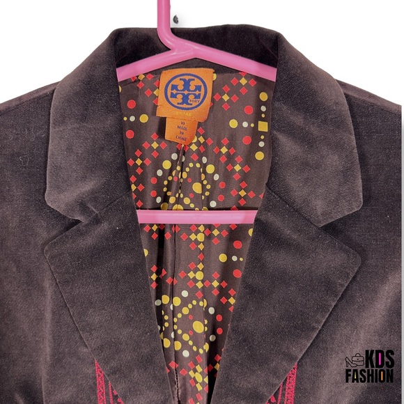 Tory Burch Velvet & Silk Embroidered Bell Sleeve Blazer 10 - Picture 7 of 12